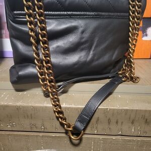 Kurt Geiger Black Leather Bag with Gold Chain